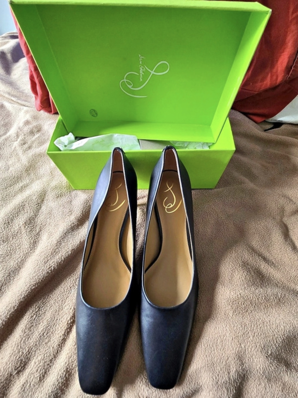 Sam Edelman Rika Black Leather Heels US 8.5 M New Ub Box